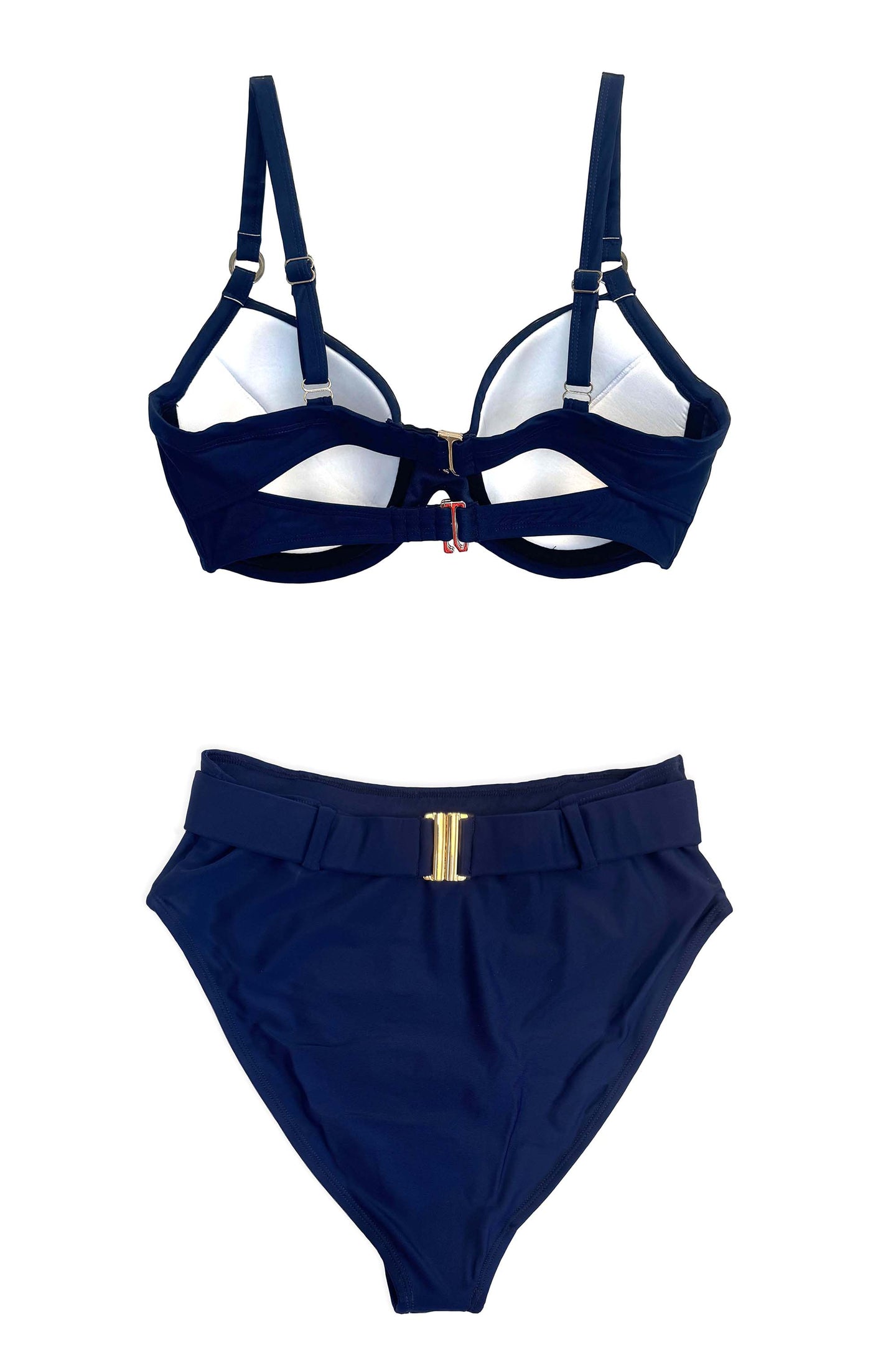 VI Nice High Waist Belted Bikini Bottom | Nauti Navy